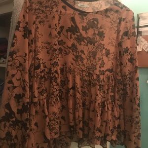 Ruffled long sleeve shirt